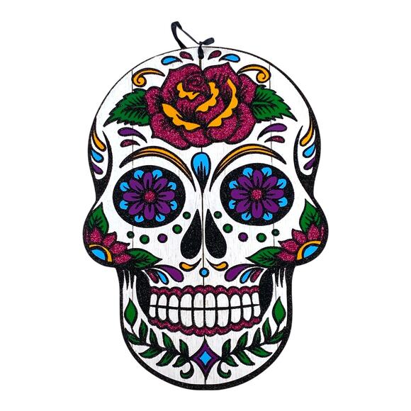 Colorful Sugar Skull Wall Décor – Day of the Dead / Halloween Decoration - Picture 1 of 4